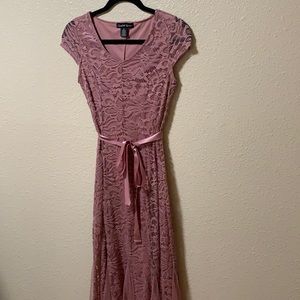 Women’s Petite Small Cardalite Petite Pink Mauve Lace Tulle Maxi Dress